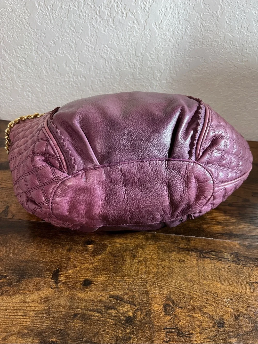Beautiful Juicy Couture Plum Quilted Leather Hobo with Gold Chain